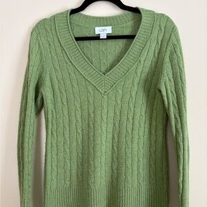 LOFT Sage V-Neck Cable Knit Sweater